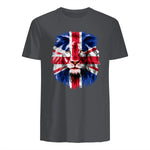 Union Jack UK Flag Lion Face Great Britain Union Jack Flag in Charcoal - back view