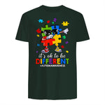 It's OK to Be Different Dabbing Puzzle Autism Awareness Kids in Forest Green - back view