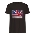 Vintage Half American Half British Flag Great Britain USA T-Shirt in Dark Chocolate - back view