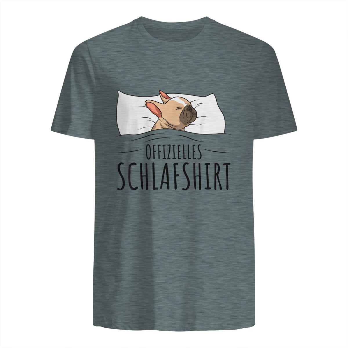 Süße Französische Bulldoggen Geschenke Offizielles Schlafshirt Schlafanzug Französische Bulldogge , Weiß, S, Kurz in Dark Heather - back view