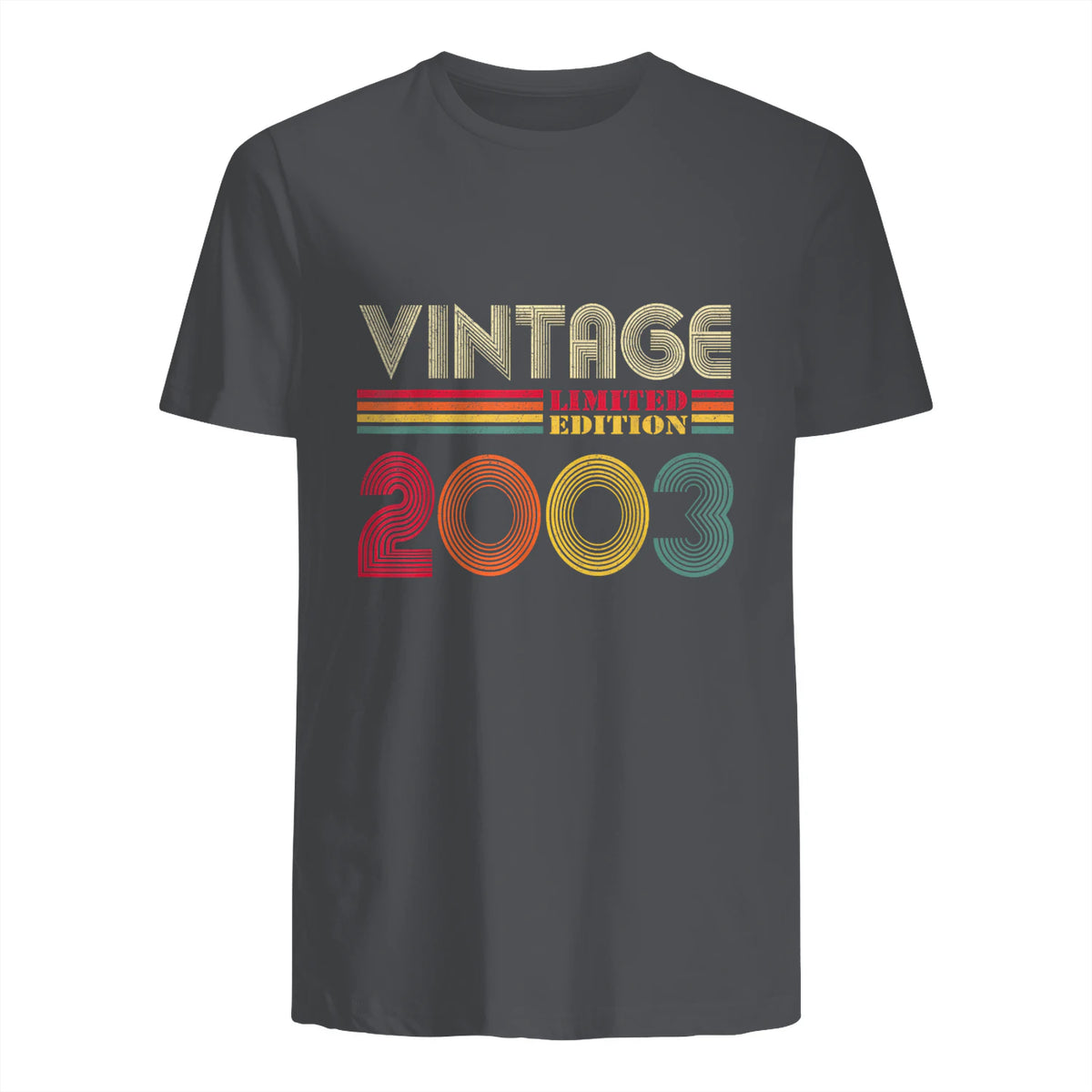 Vintage Twenty-First Birthday Gift T-Shirt in Charcoal - back view
