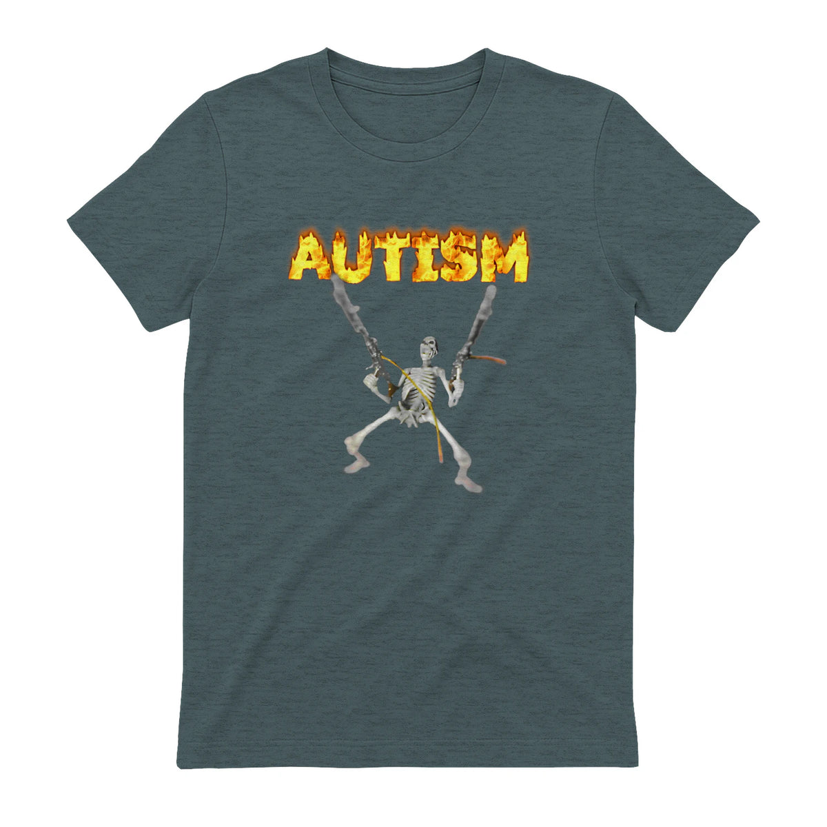 Autism Skeleton Meme in Dark Heather - back view