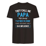 Funny Grandpa Papa Partner in Crime Dad in Dark Chocolate - back view
