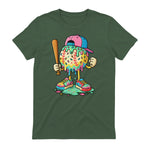 Baseball Drip for Boys Ice Cream Drip Baseball Sport T-Shirt in Military Green - back view