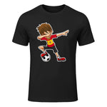 Dabbing Football Garçon Espagne Jersey, Espagnol Enfants Dab in Black - front view