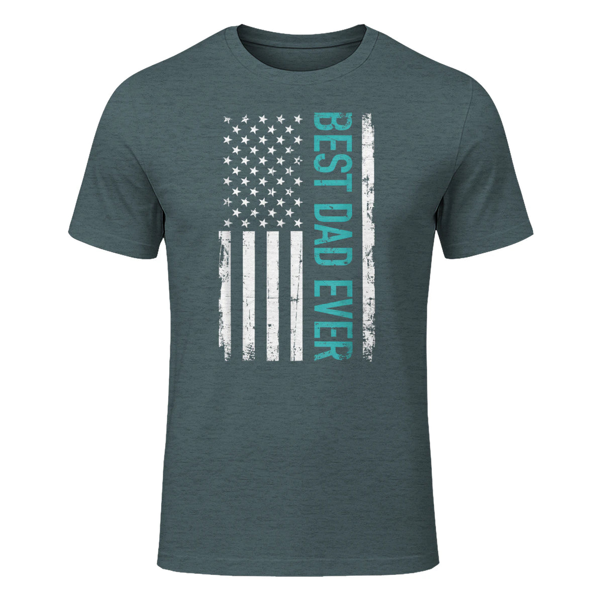 Father's day Best dad ever with US american flag Short Sleeve in Dark Heather - front view