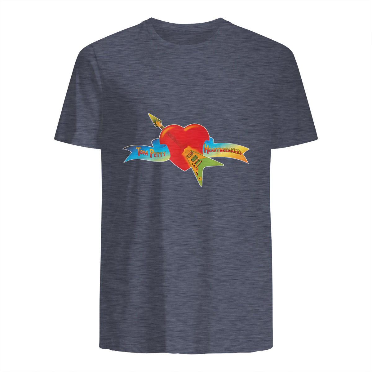 Tom Petty and The Heartbreakers Classic Logo T-Shirt in Heather Navy - back view