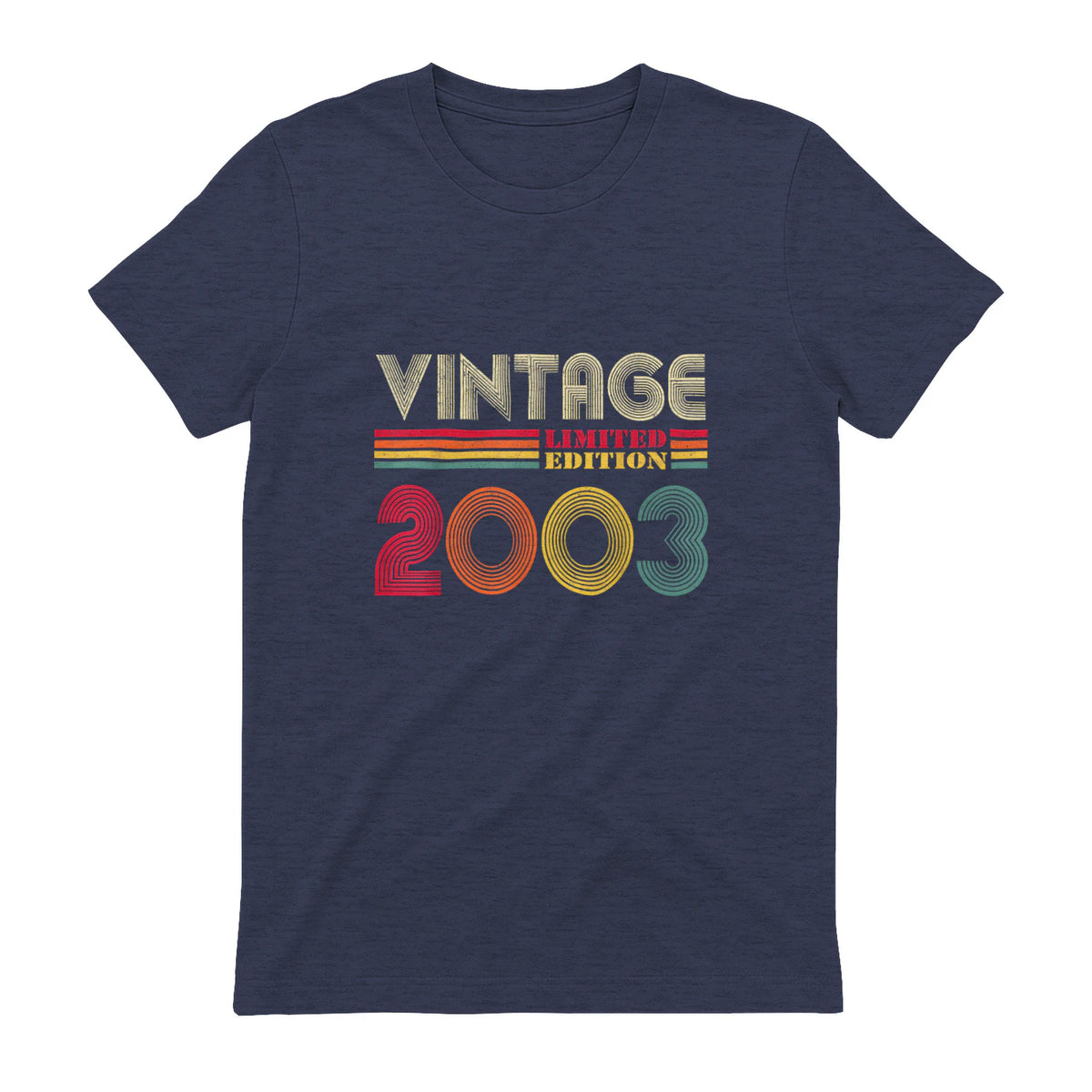 Vintage Twenty-First Birthday Gift T-Shirt in Heather Navy - back view