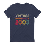 Vintage Twenty-First Birthday Gift T-Shirt in Heather Navy - back view