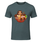 Kawaii Cute Anime Sloth Otaku Japanese Ramen Noodles in Dark Heather - front view