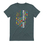 Autism Dad Awareness American Flag USA in Dark Heather - back view