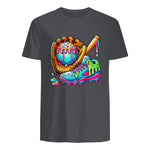Ice Cream Drip Baseball Stuff Baseball Drip for Boys Graphic T-Shirt in Charcoal - back view