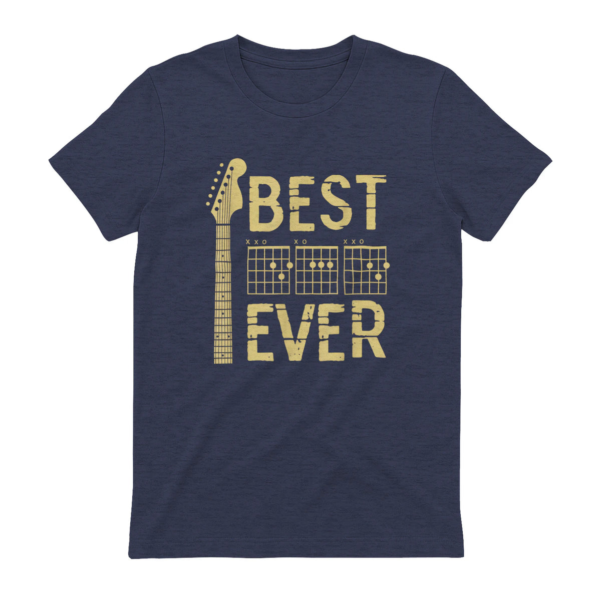 Best Dad Ever Guitar Chord T-Shirt in Heather Navy - back view