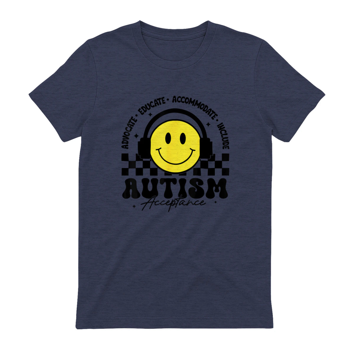 Autism Awareness Acceptance Special Education Teacher Kids T-Shirt in Heather Navy - back view