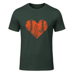 US State San Francisco Baseball Vintage Heart T-Shirt in Forest Green - front view