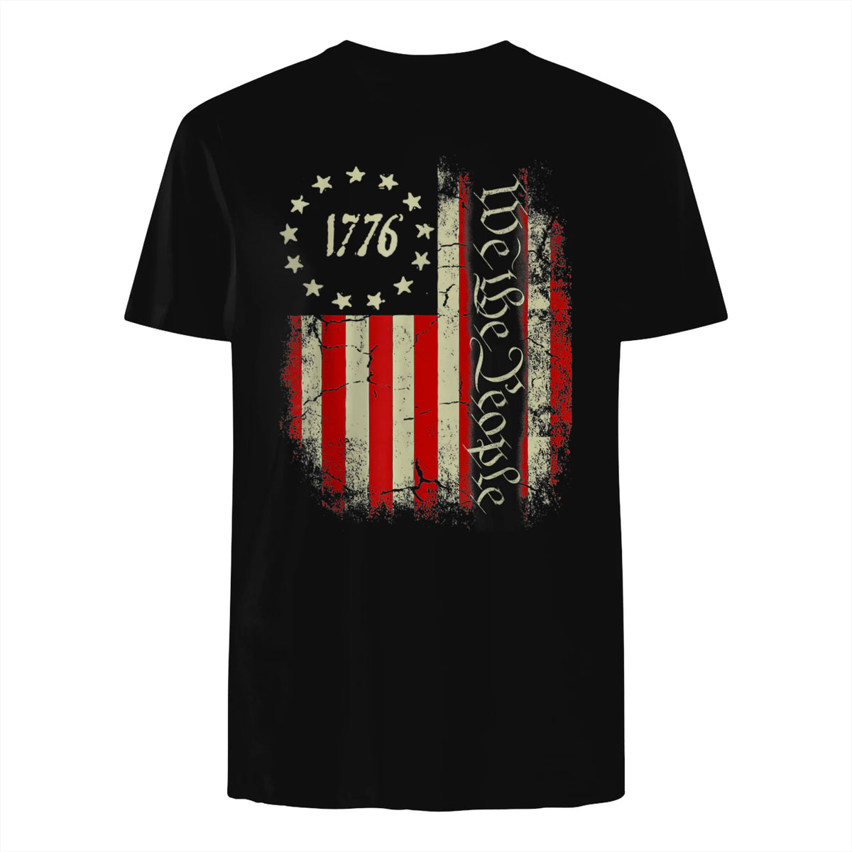 USA Patriotic Fourth of July America T-Shirt in Black - back view