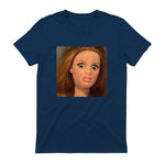Funny Doll Face Meme Expression Hilarious Sarcastic in Navy - back view