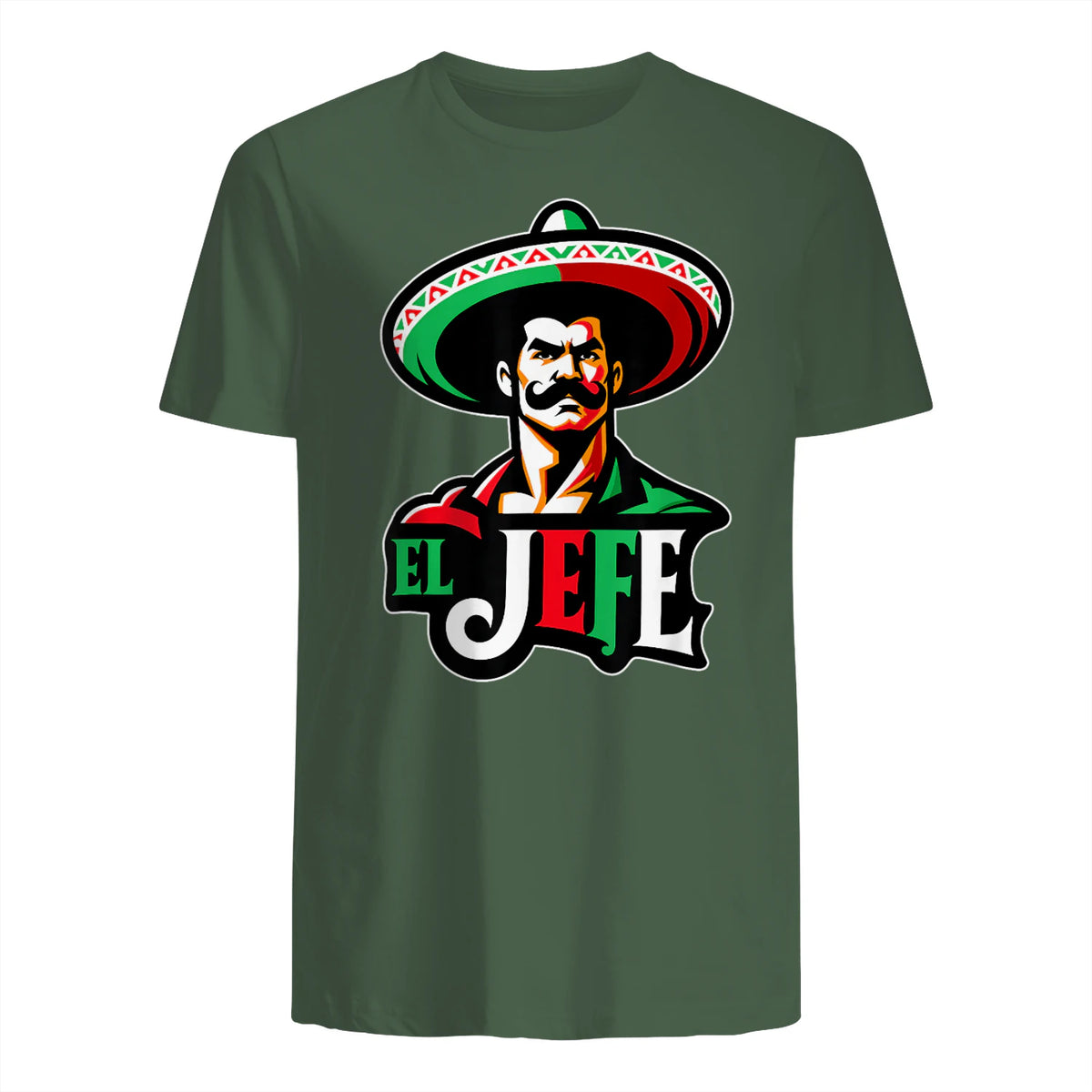 El Jefe Le Patron En Espagnol Drôle Phrase Mexicaine in Military Green - back view