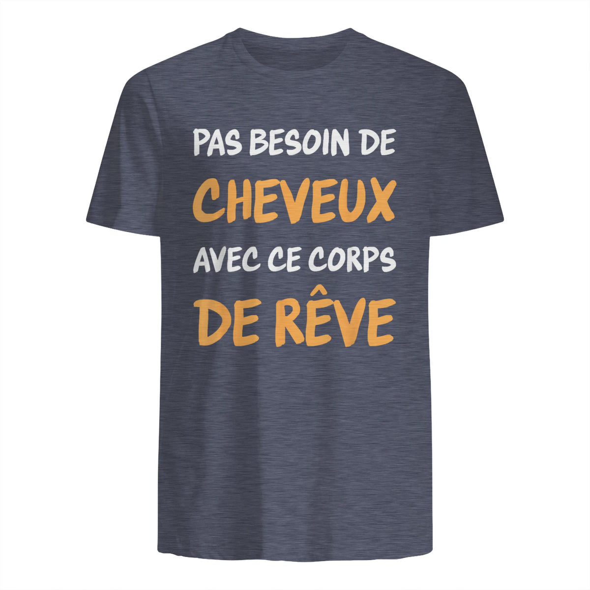 Calvitie Humour Papa Chauve in Heather Navy - back view