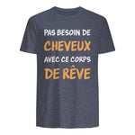 Calvitie Humour Papa Chauve in Heather Navy - back view