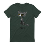 Funny Meh Cat Gift for Cat Lovers in Forest Green - back view