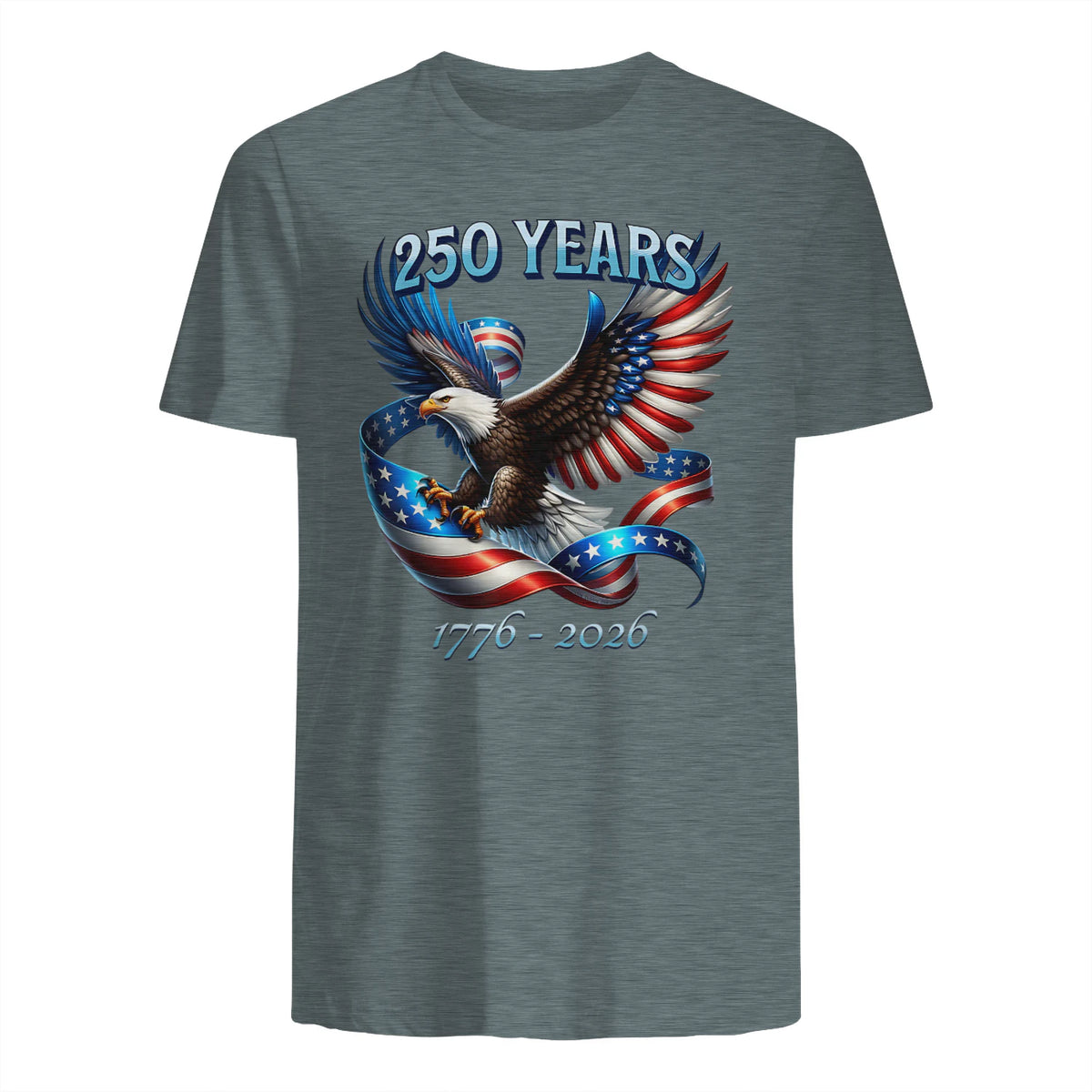 Patriotic Eagle and Flag Anniversary T-Shirt in Dark Heather - back view
