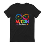 Autism Awareness Acceptance Shirt Infinity Symbol Men Women in Black - back view