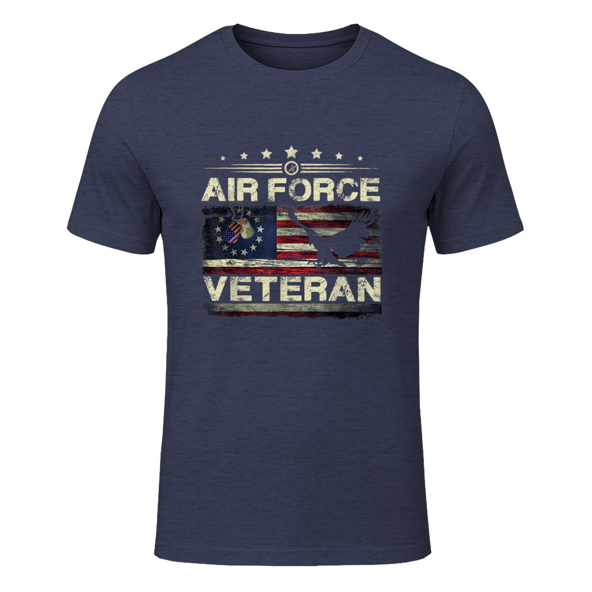 Veteran US Air Force TShirt - American Betsy Ross Flag T-Shirt in Heather Navy - front view