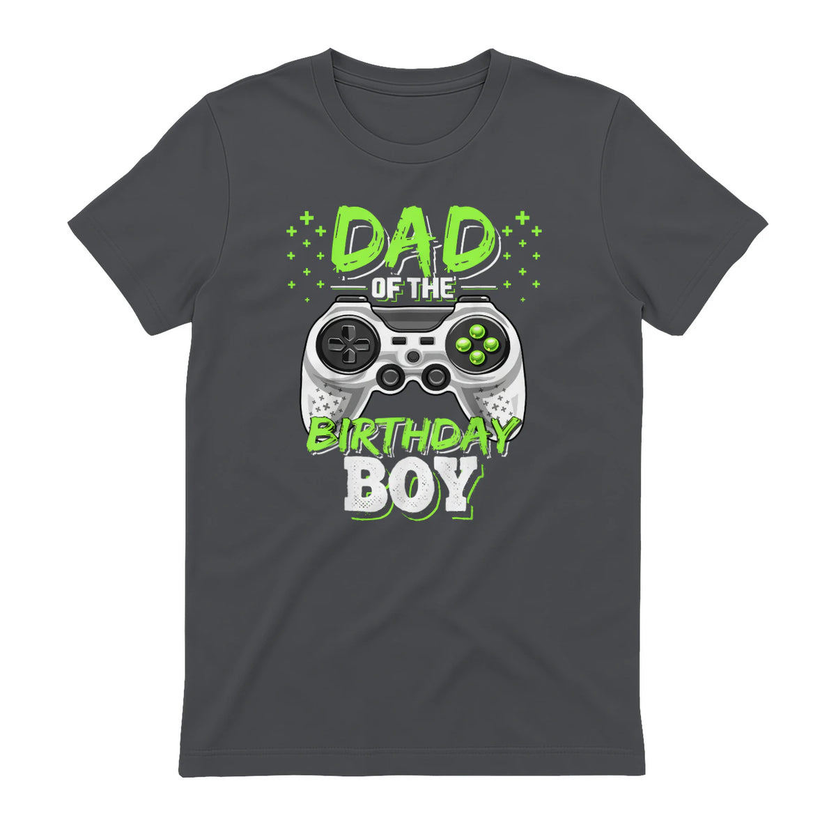 Dad of The Birthday Boy Matching Video Gamer Birthday Party in Charcoal - back view