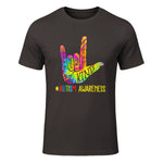 Be Kind ASL Love Sign Language Hand Autism Awareness Tie Dye in Dark Chocolate - front view
