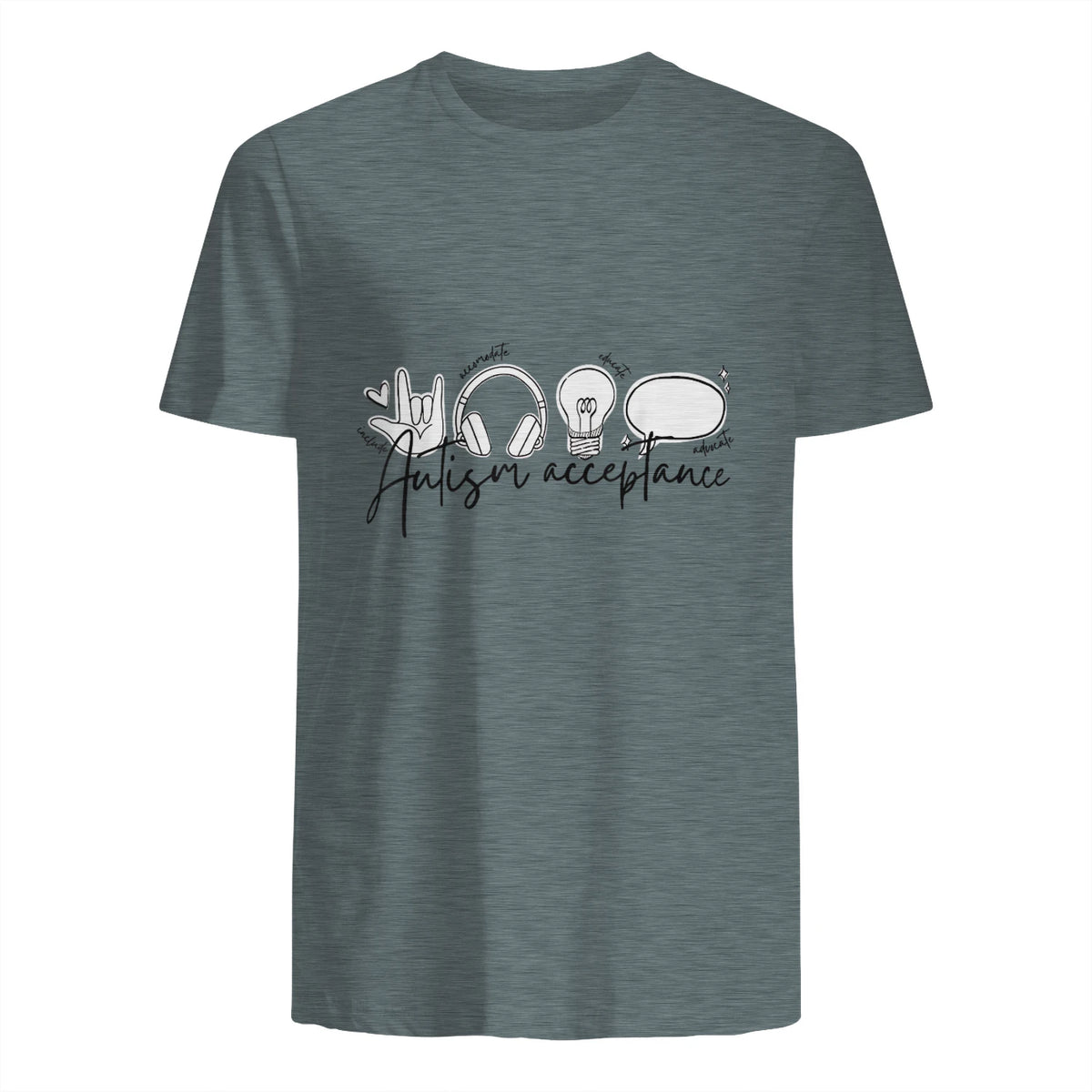 Autism Awareness Acceptance Shirt Support Mom Women Kid in Dark Heather - back view
