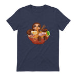 Kawaii Cute Anime Sloth Otaku Japanese Ramen Noodles in Heather Navy - back view