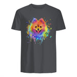 Colorful Splash Art Poméranie Portrait Pom Puppy Owner in Charcoal - back view