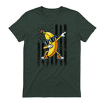 Dabbing Banana Retro American Flag Banana Lover Boys Kids T-Shirt in Forest Green - back view