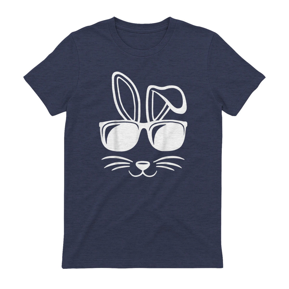 Bunny Face With Sunglasses Men Boys Kids Easter Day in Heather Navy - back view
