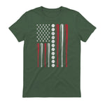 Patriotic Baseball Fourth of July USA Flag T-Shirt in Military Green - back view