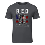 On Friday We Wear Red Military R.E.D Friday Military Remember Everyone Deployed Unisex-Adults US Flag T-Shirt Black Smal in Charcoal - front view