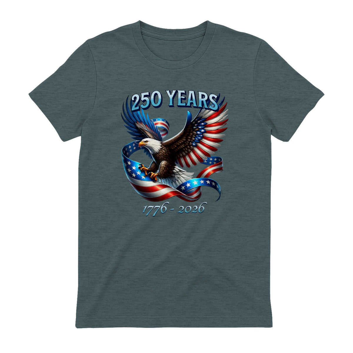 Patriotic Eagle and Flag Anniversary T-Shirt in Dark Heather - back view