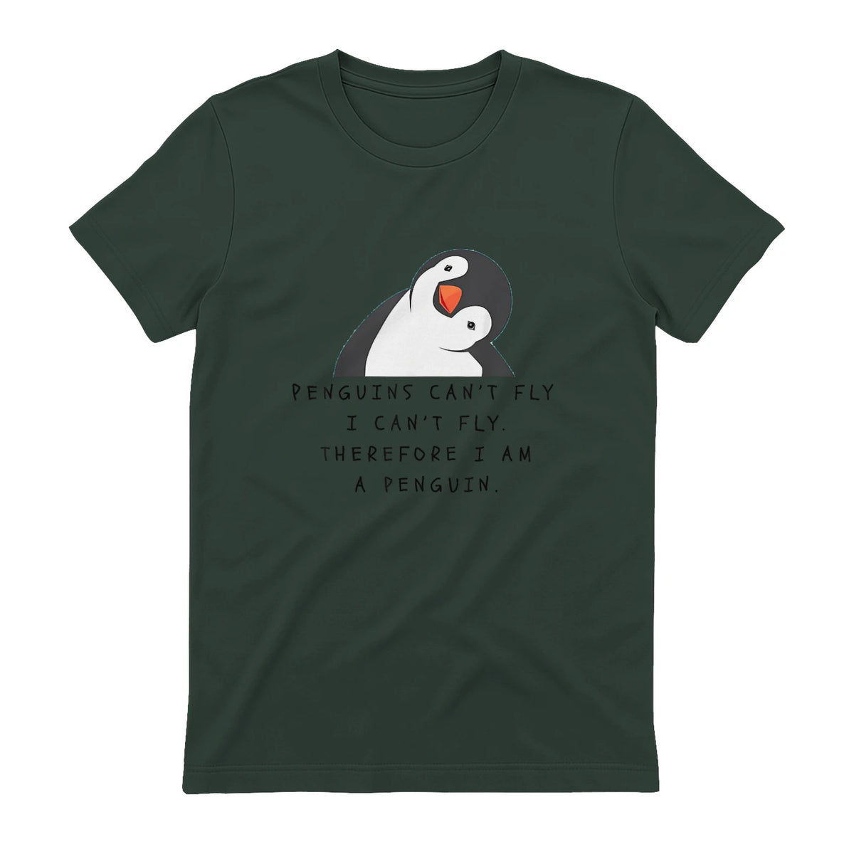 Funny Penguins T-Shirt Women and Chilldren Gift T-Shirt UK in Forest Green - back view