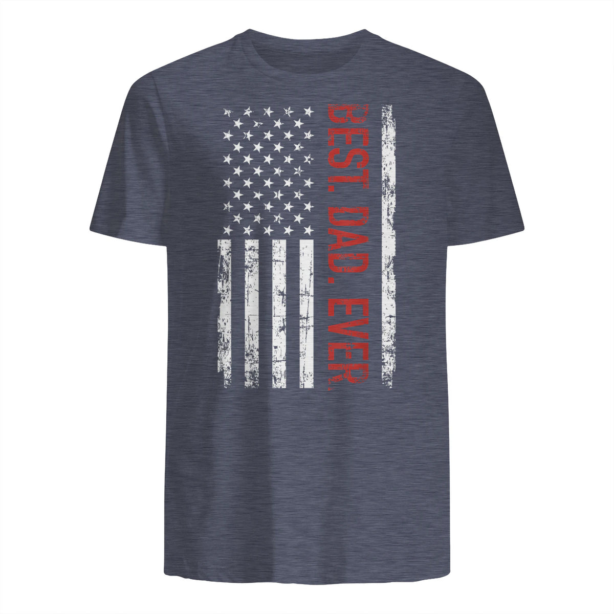 Best dad ever US american flag gift for father's day Short Sleeve in Heather Navy - back view