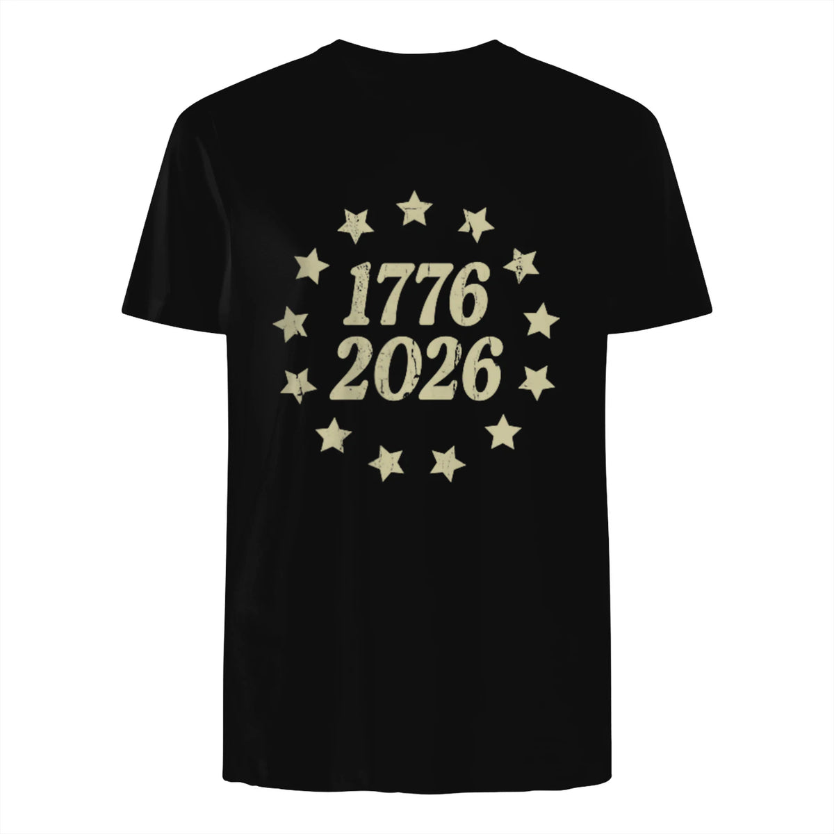 American Flag Front and Back Anniversary T-Shirt in Black - back view