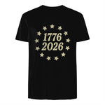 American Flag Front and Back Anniversary T-Shirt in Black - back view