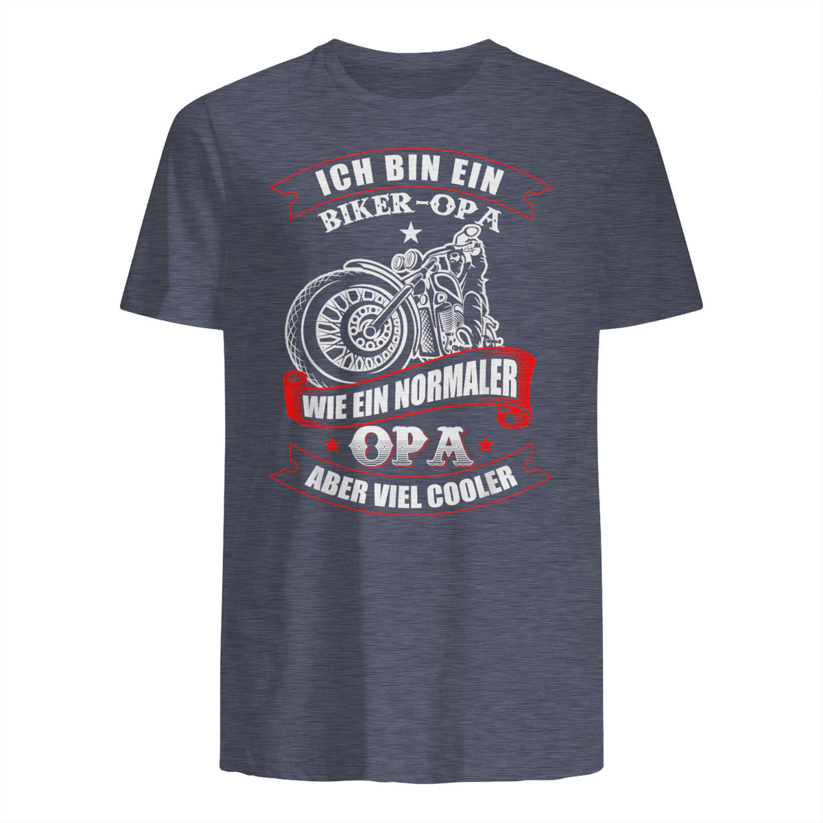 Biker-Opa wie normaler Opa Aber viel Cooler - Motorrad Shirt in Heather Navy - back view