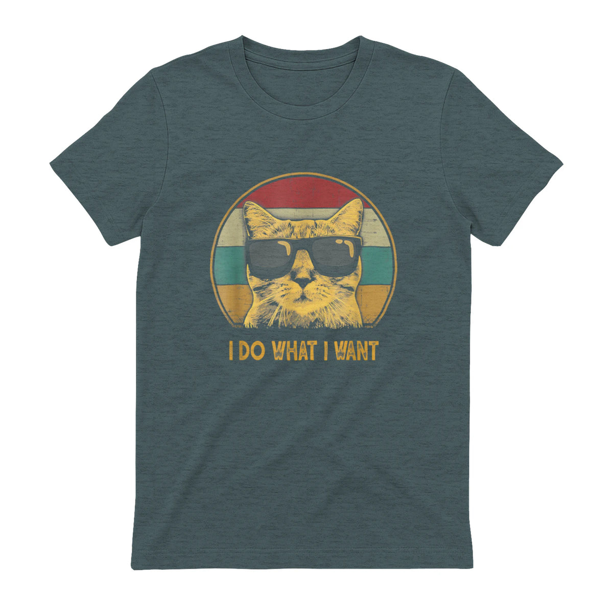 Retro I do What I Want cat Funny cat Lover T-Shirt Small in Dark Heather - back view