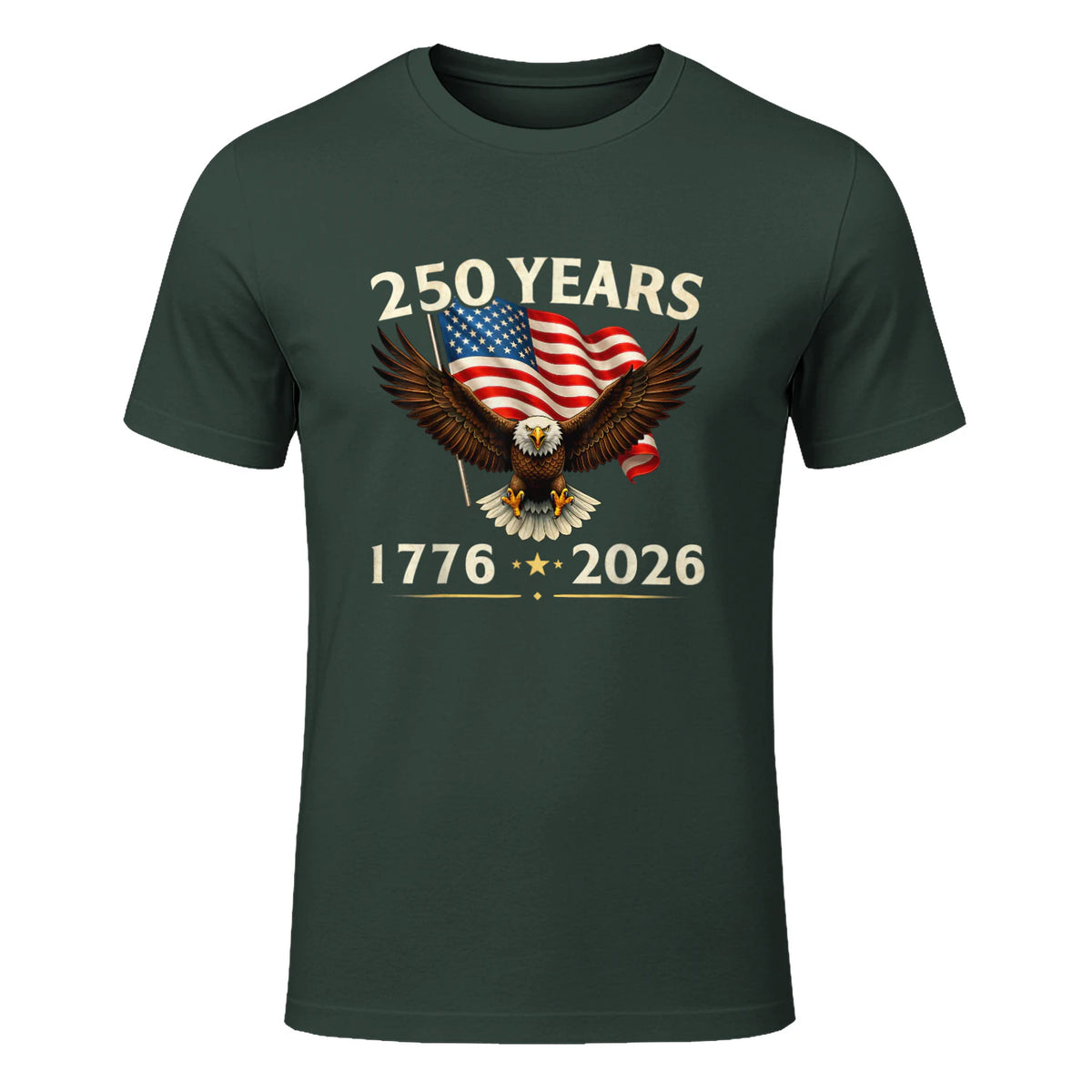 Patriotic Eagle Independence Anniversary T-Shirt in Forest Green - front view