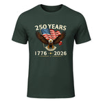 Patriotic Eagle Independence Anniversary T-Shirt in Forest Green - front view