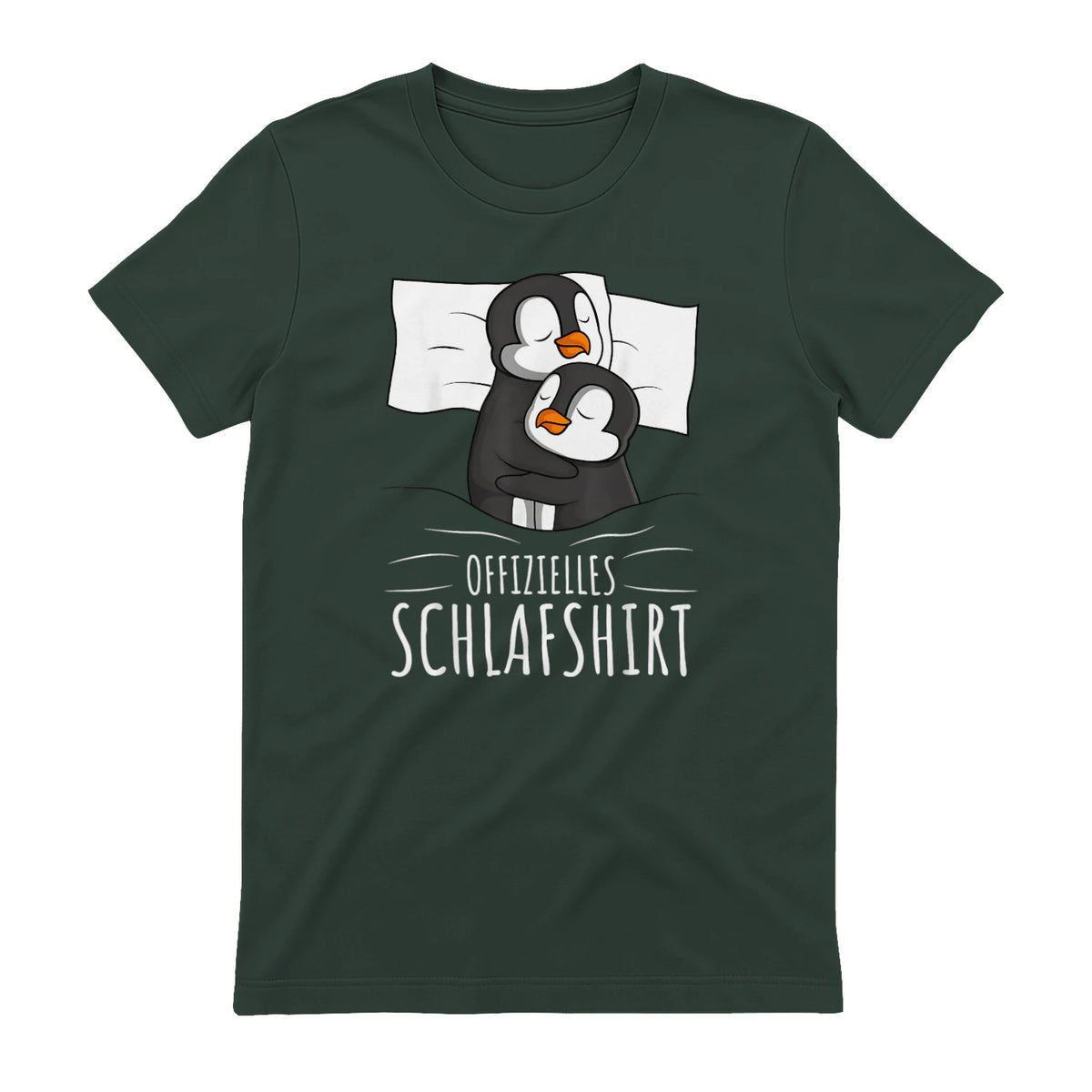 Offizielles Schlafshirt Pinguin Schlafanzug Penguin Kurzarm in Forest Green - back view