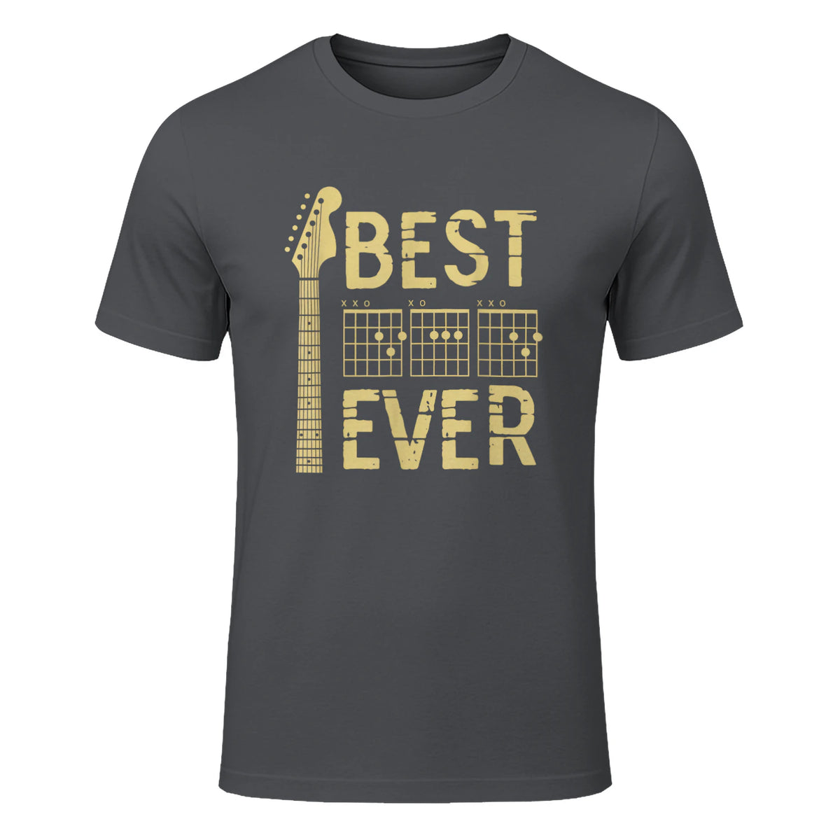 Best Dad Ever Guitar Chord T-Shirt in Charcoal - front view