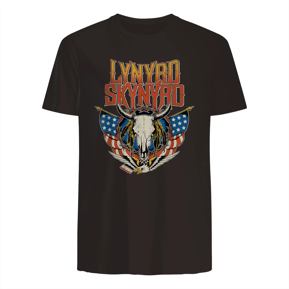 Lynyrd Skynyrd - Americana Steer Skull T-Shirt in Dark Chocolate - back view