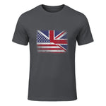 Vintage Half American Half British Flag Great Britain USA T-Shirt in Charcoal - front view